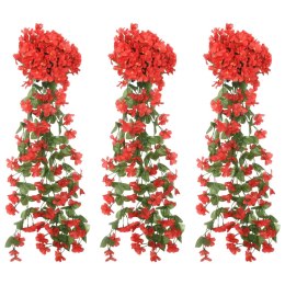 Sztuczne girlandy kwiatowe, 3 szt., czerwone, 85 cm