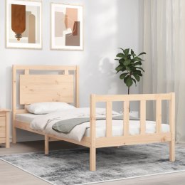 Rama łóżka z wezgłowiem, 90x190 cm, lite drewno