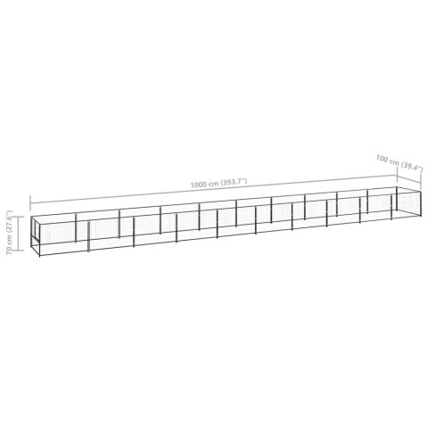 Kojec dla psa, czarny, 10 m², stalowy