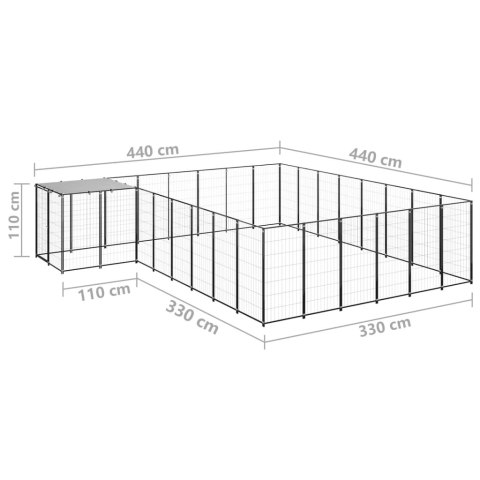 Kojec dla psa, czarny, 15,73 m², stalowy