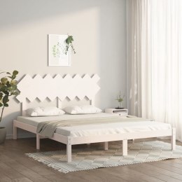 Rama łóżka, biała, 160x200 cm, lite drewno