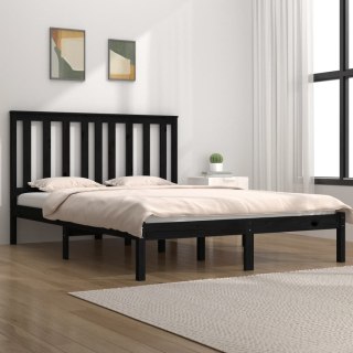 Rama łóżka, czarna, lite drewno sosnowe, 160 x 200 cm