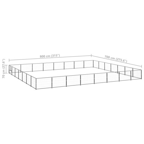 Kojec dla psa, czarny, 56 m², stalowy