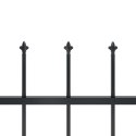 Ogrodzenie z prętów z grotami, stalowe, 5,1 x 0,6 m, czarne