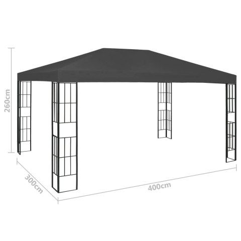 Altana ze sznurem lampek LED, 3x4 m, antracytowa