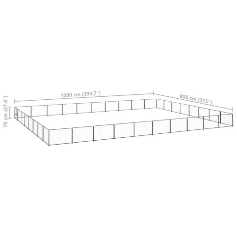 Kojec dla psa, czarny, 80 m², stalowy