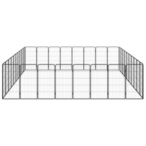 Kojec dla psa, 36 paneli, czarny, 50x100 cm, stal