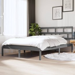 Rama łóżka, szara, 135x190 cm, lite drewno