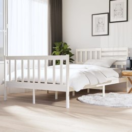 Rama łóżka, biała, 135x190 cm, lite drewno