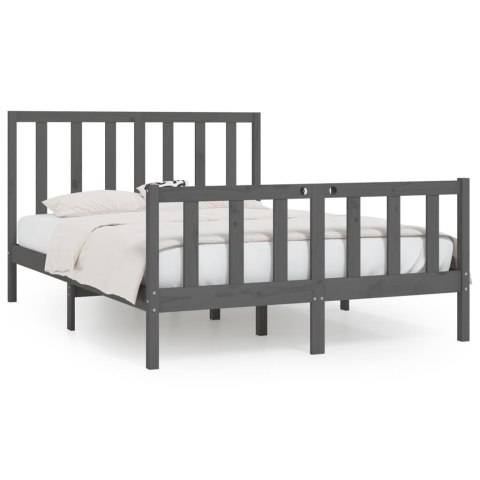 Rama łóżka, szara, lite drewno, 150x200 cm