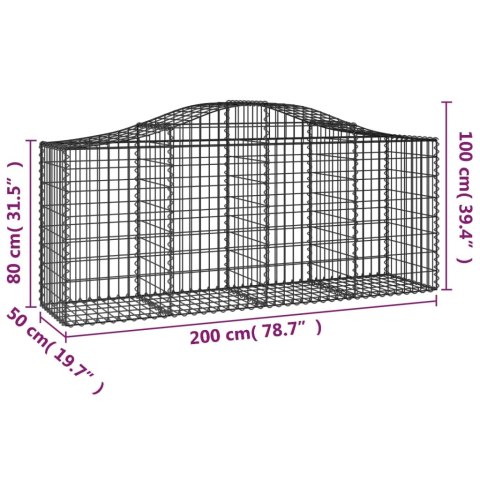 Kosze gabionowe, 40 szt, 200x50x80/100 cm, galwanizowane żelazo