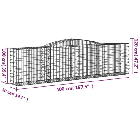 Kosze gabionowe, 25 szt, 400x50x100/120 cm galwanizowane żelazo