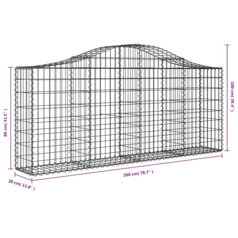 Kosze gabionowe, 50 szt, 200x30x80/100 cm, galwanizowane żelazo