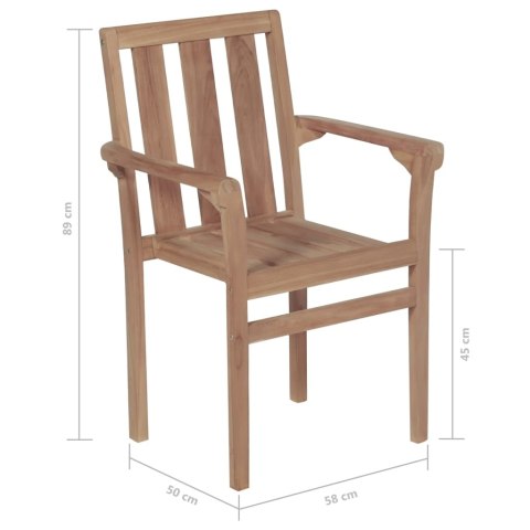 Sztaplowane krzesła ogrodowe, 6 szt., lite drewno tekowe