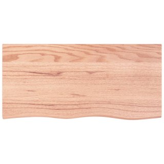 Półka, brązowa, 100x50x(2-4) cm, lakierowane lite drewno dębowe