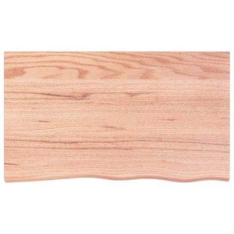 Półka, brązowa, 100x60x(2-6) cm, lakierowane lite drewno dębowe