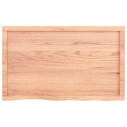 Półka, brązowa, 100x60x(2-6) cm, lakierowane lite drewno dębowe