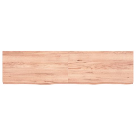 Półka, brązowa, 120x30x(2-6) cm, lakierowane lite drewno dębowe