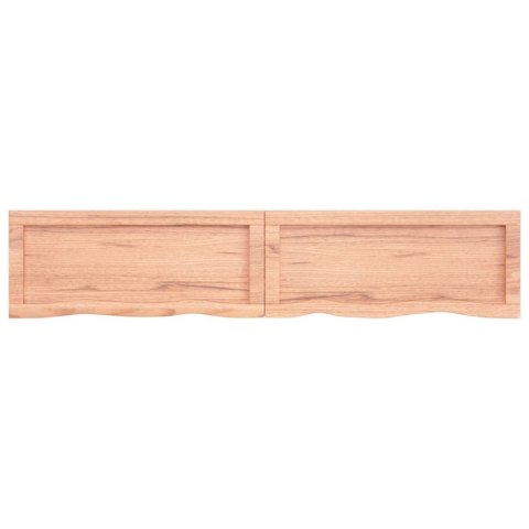Półka, brązowa, 140x30x(2-4) cm, lakierowane lite drewno dębowe