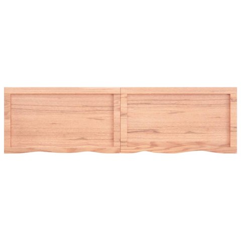 Półka, brązowa, 140x40x(2-4) cm, lakierowane lite drewno dębowe