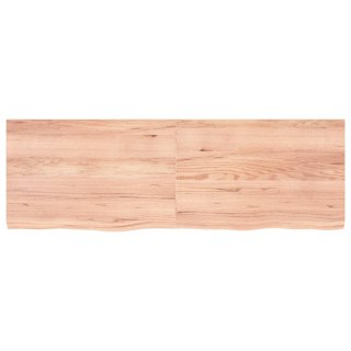 Półka, brązowa, 180x60x(2-6) cm, lakierowane lite drewno dębowe