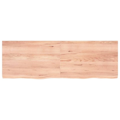 Półka, brązowa, 180x60x(2-6) cm, lakierowane lite drewno dębowe