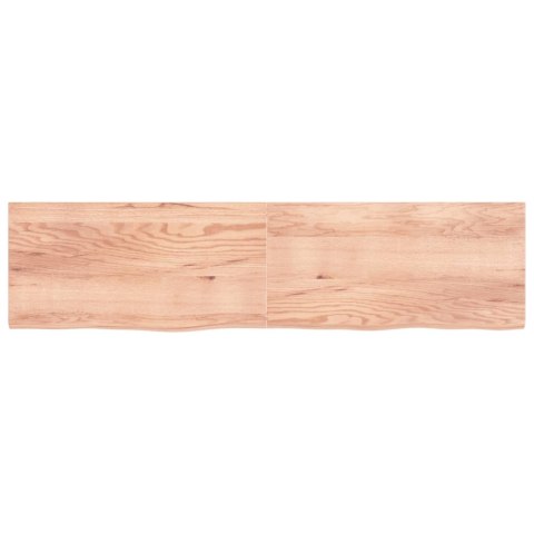 Półka, brązowa, 200x50x(2-4) cm, lakierowane lite drewno dębowe