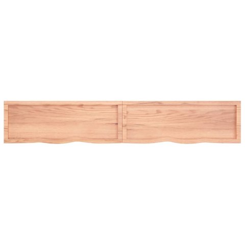 Półka, brązowa, 220x40x(2-6) cm, lakierowane lite drewno dębowe