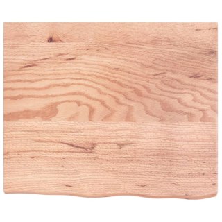 Półka, brązowa, 60x50x(2-4) cm, lakierowane lite drewno dębowe