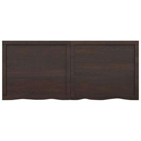 Półka, ciemnobrązowa, 140x60x(2-6) cm, wykończone drewno dębowe