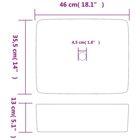 Umywalka nablatowa, wielokolorowa, prostokątna, 46x35,5x13 cm
