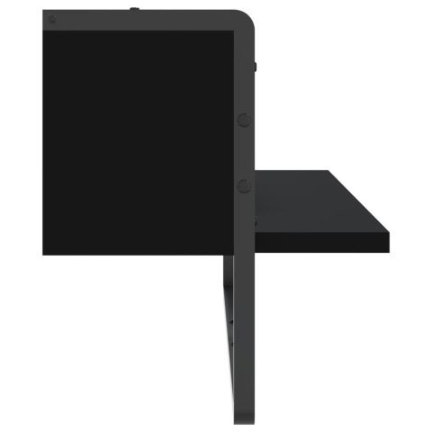 Półka ścienna z drążkiem, czarna, 65x25x30 cm