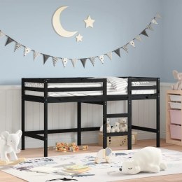 Rama łóżka dla dzieci z drabinką, czarna, 80x200 cm, lita sosna