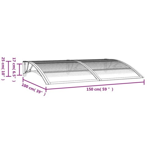 Daszek nad drzwi, czarny, 150x100 cm, poliwęglan