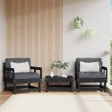 Krzesła ogrodowe, 2 szt., czarne, lite drewno sosnowe