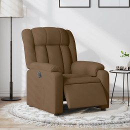 Elektryczny fotel rozkładany, brązowy, obity tkaniną