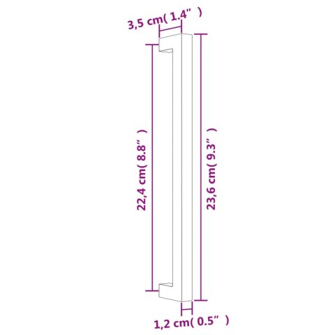 Uchwyty do szafek, 5 szt., czarne, 224 mm, stal nierdzewna