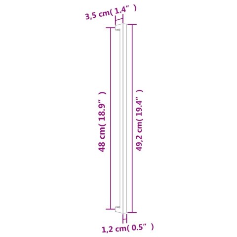 Uchwyty do szafek, 5 szt., srebrne, 480 mm, stal nierdzewna