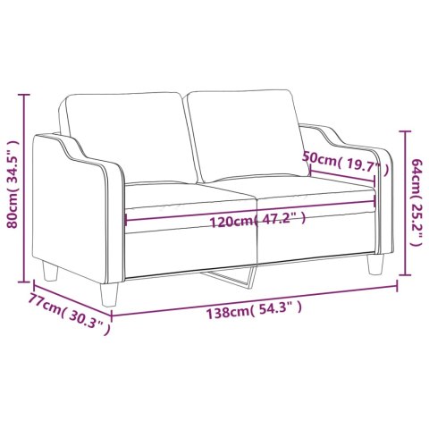 Sofa 2-osobowa, jasnożółta, 120 cm, tapicerowana tkaniną