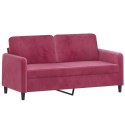 Sofa 2-osobowa, winna czerwień, 140 cm, tapicerowana aksamitem