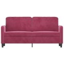 Sofa 2-osobowa, winna czerwień, 140 cm, tapicerowana aksamitem