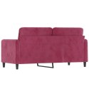 Sofa 2-osobowa, winna czerwień, 140 cm, tapicerowana aksamitem