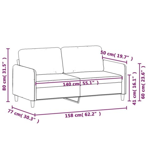 Sofa 2-osobowa, winna czerwień, 140 cm, tapicerowana aksamitem