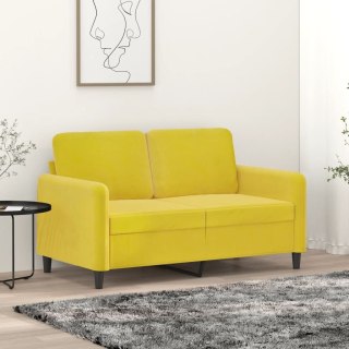 Sofa 2-osobowa, żółta, 120 cm, tapicerowana aksamitem