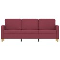 Sofa 3-osobowa, winna czerwień, 180 cm,tapicerowana tkaniną