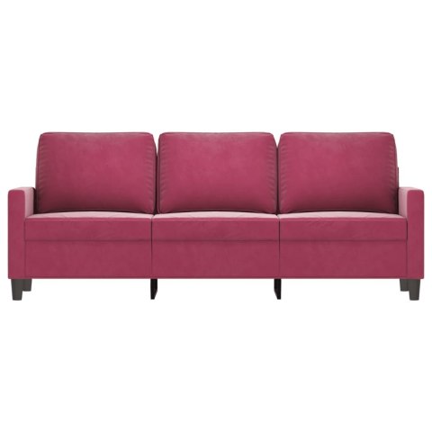 Sofa 3-osobowa, winna czerwień, 180 cm, obita aksamitem