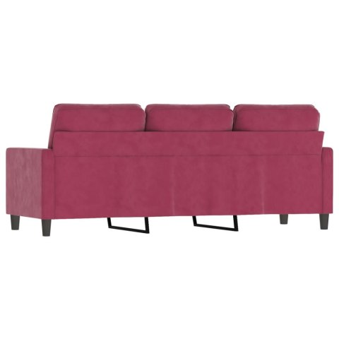 Sofa 3-osobowa, winna czerwień, 180 cm, obita aksamitem