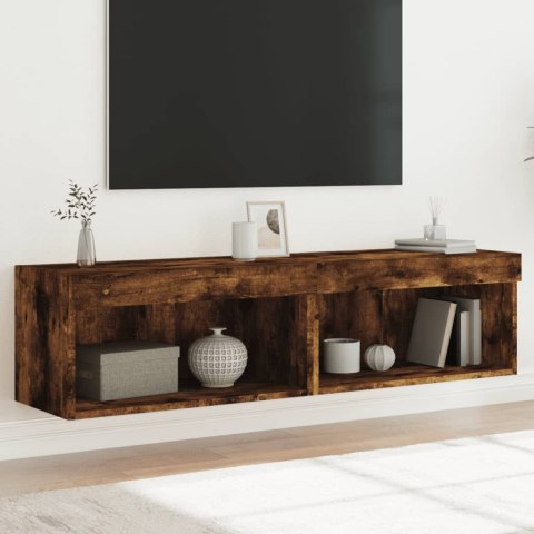 Szafki pod TV, z LED, 2 szt., przydymiony dąb, 60x30x30 cm