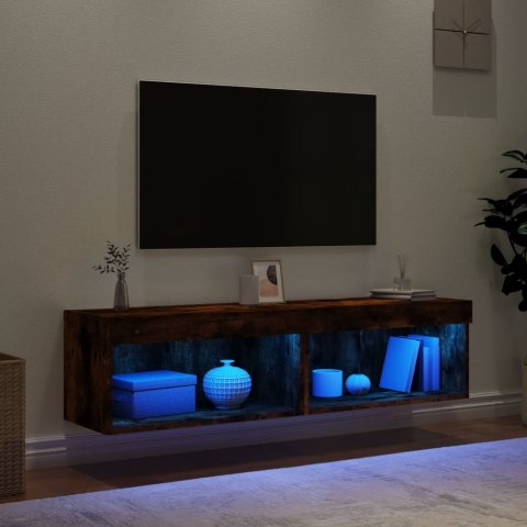 Szafki pod TV, z LED, 2 szt., przydymiony dąb, 60x30x30 cm