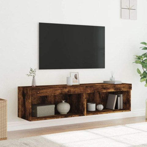 Szafki pod TV, z LED, 2 szt., przydymiony dąb, 60x30x30 cm